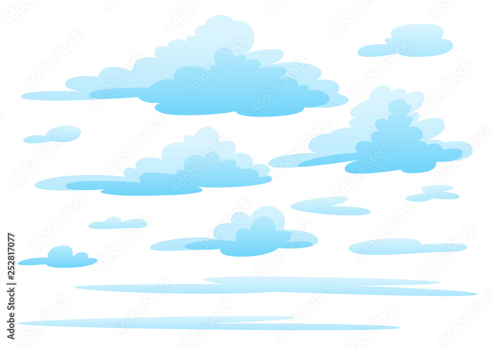 Illustration of clouds on white background.
