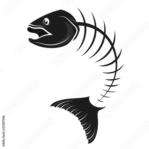 Fish skeleton bone silhouette vector