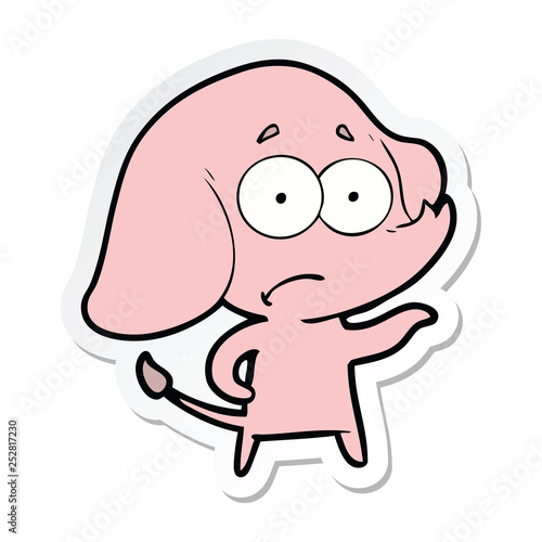 sticker of a cartoon unsure elephant