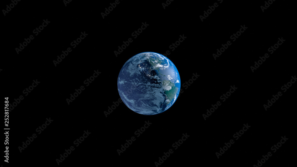 Naklejka premium Planet Earth from space 3D illustration orbital view, our planet from the orbit. Elements of this image furnished by NASA