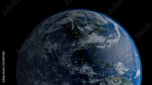 Planet Earth from space 3D illustration orbital view, our planet from the orbit. Elements of this image furnished by NASA