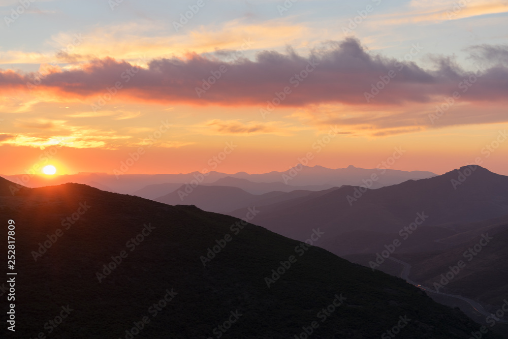 Spectacular Sunset of the Maluti Mountains in the Kingdom of Lesotho