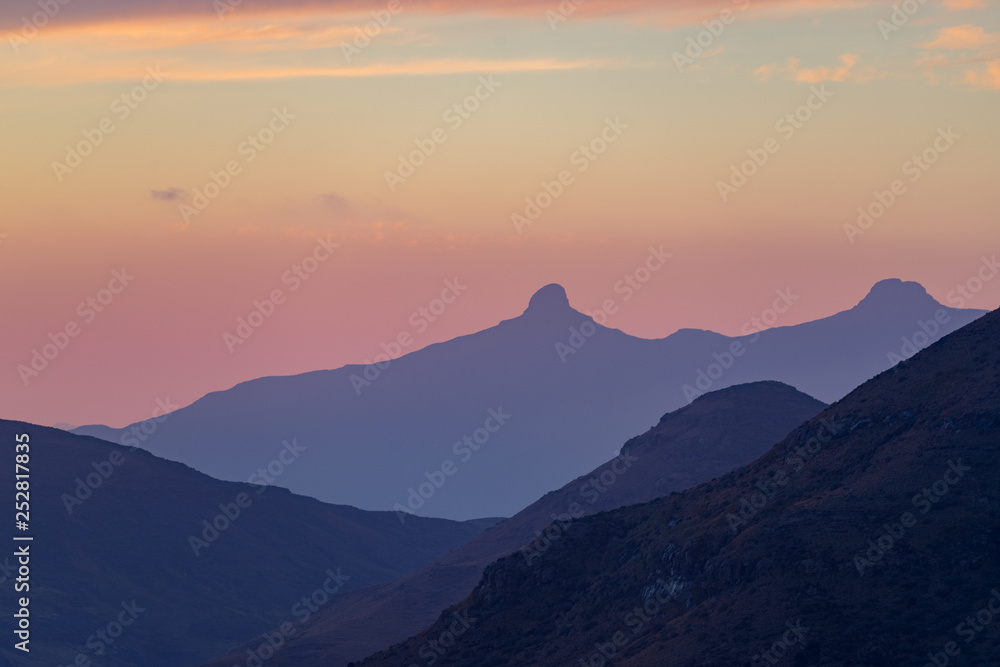 Spectacular Sunset of the Maluti Mountains in the Kingdom of Lesotho