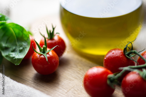 Cherry tomatoes and oil