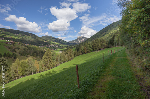 Panoramic view on St. Peter in Val di Funes, Dolomites