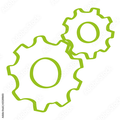 Handgezeichnete Zahnräder in hellgrün