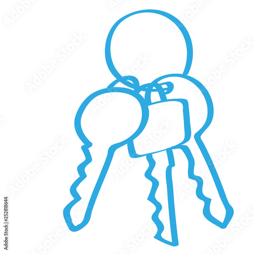 Handgezeichneter Schlüsselbund in blau