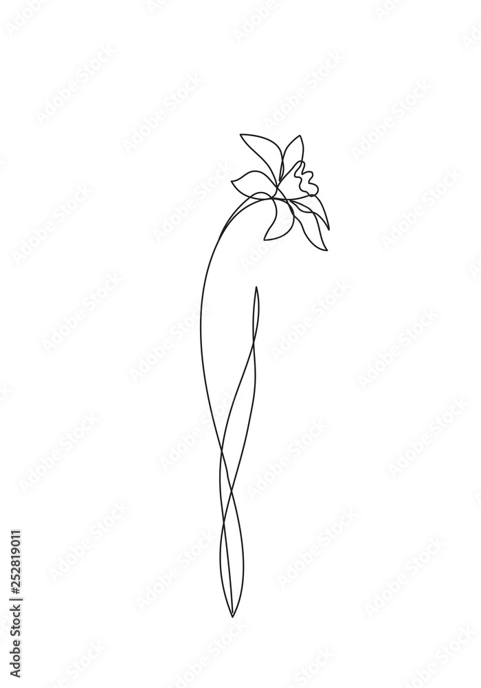 continuous line drawing of flower Stock Illustration | Adobe Stock
