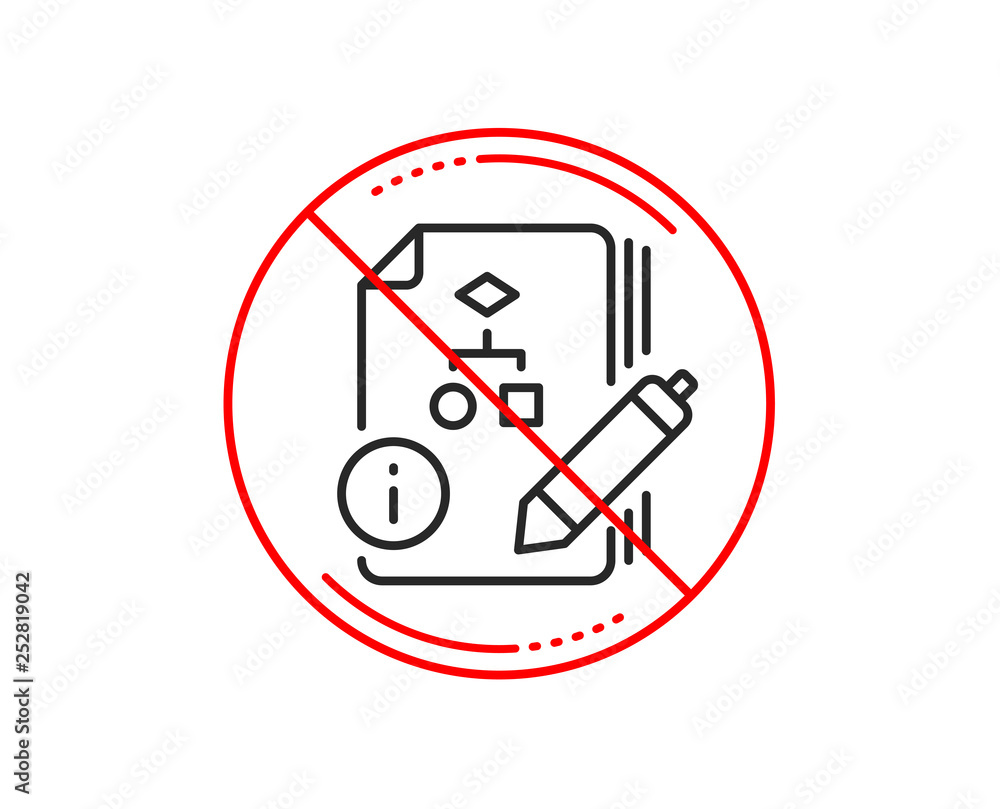 custom made wallpaper toronto digitalNo or stop sign. Documentation with algorithm line icon. Technical instruction sign. Caution prohibited ban stop symbol. No icon design. Vector