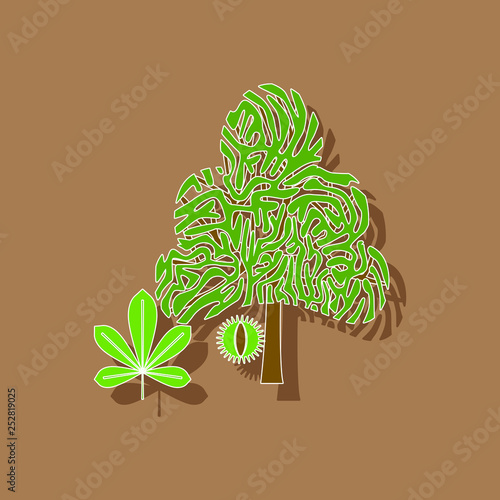 paper sticker on background of tree Castanea