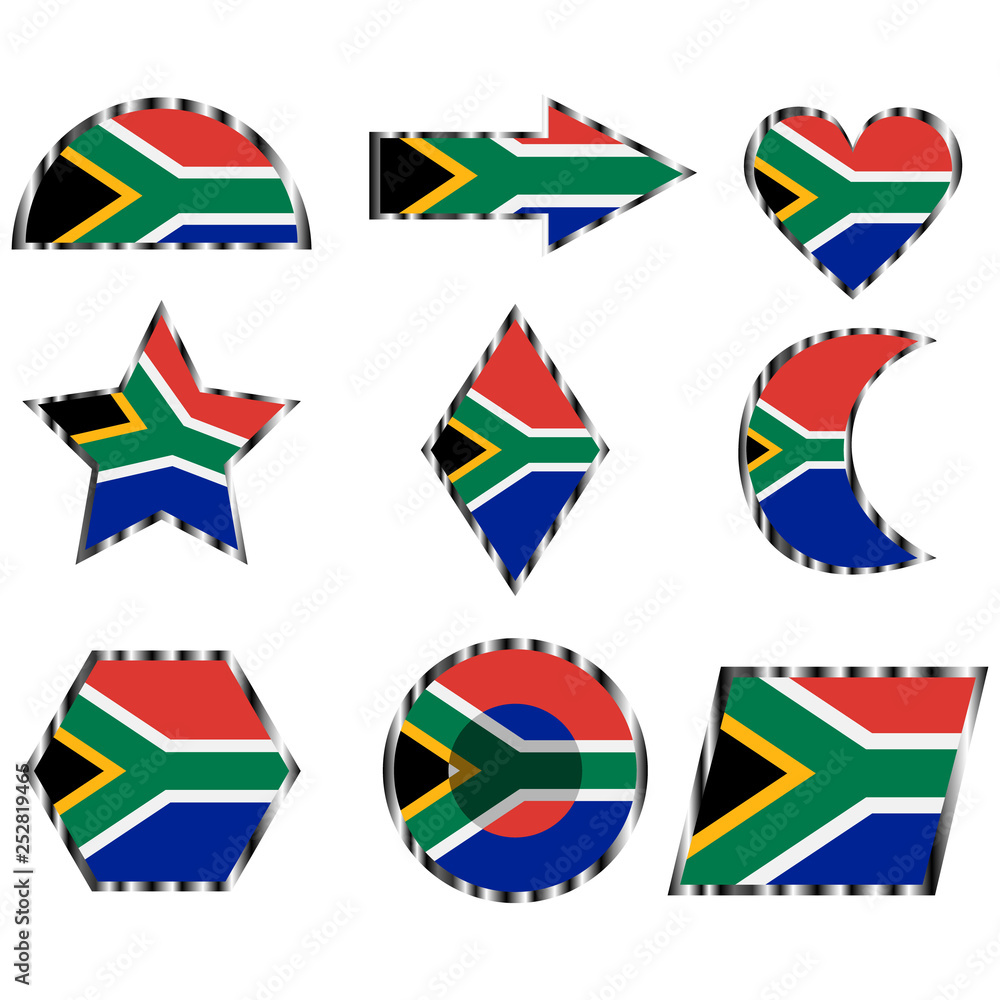 Set with the image of the flag of South Africa. Vector. Set with the image of the flag of South Africa. Vector.