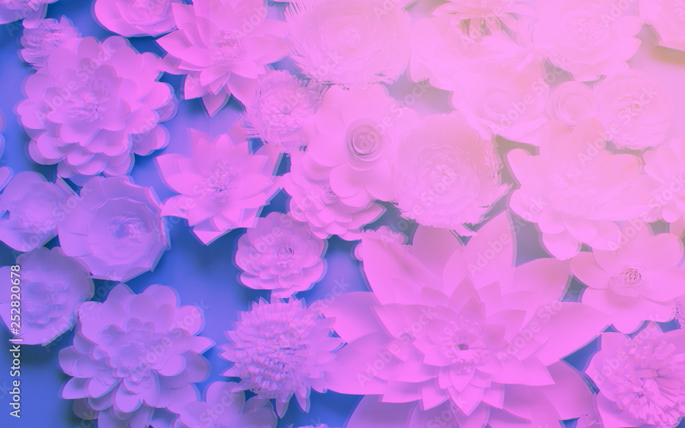 White paper flowers on white background. Floral White paper flowers on white background. Floral