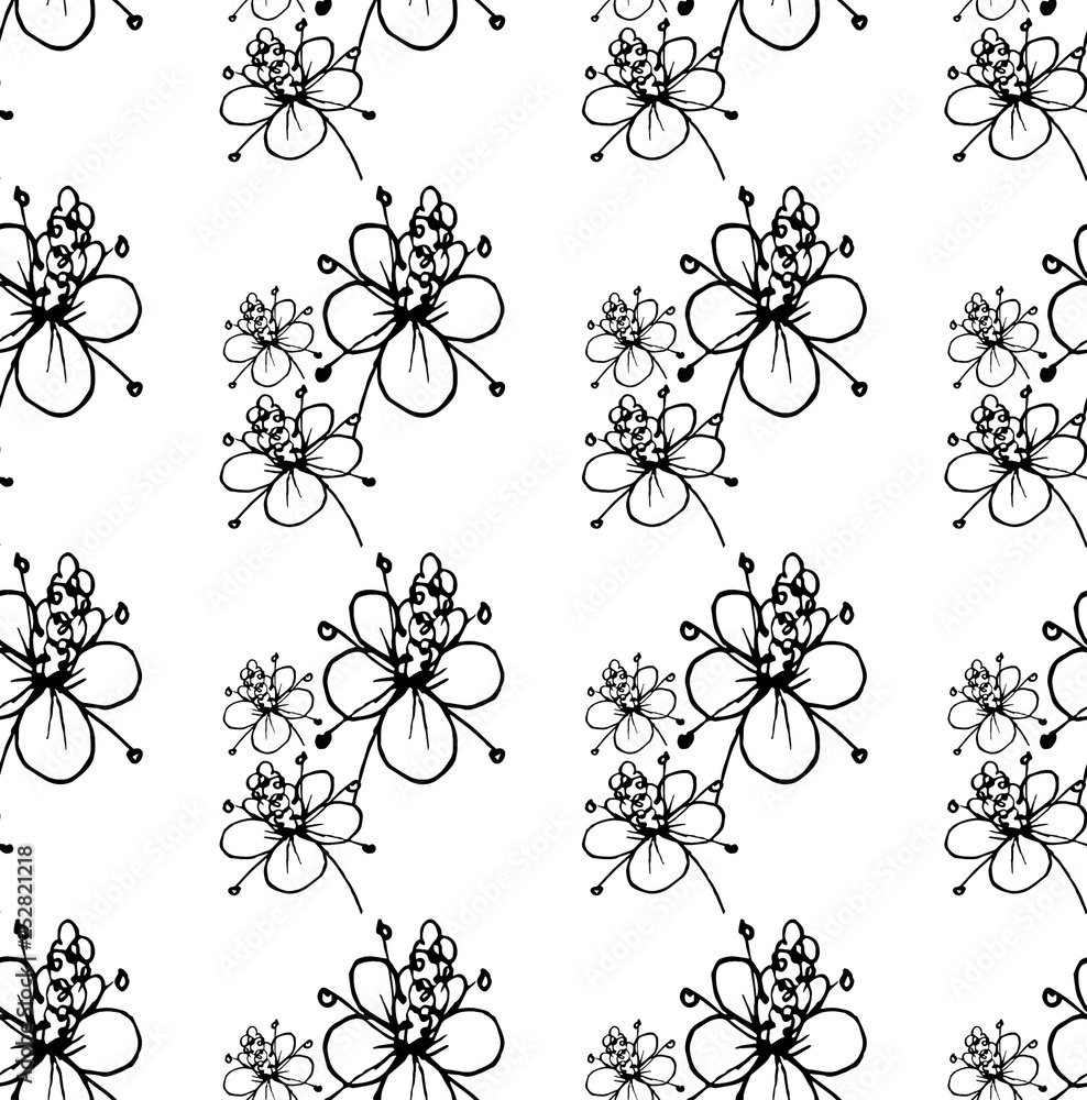 flower composition black line pattern