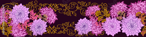 lilac flowers stripe in yellow curls