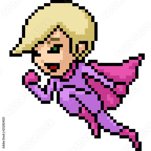 vector pixel art super heroine