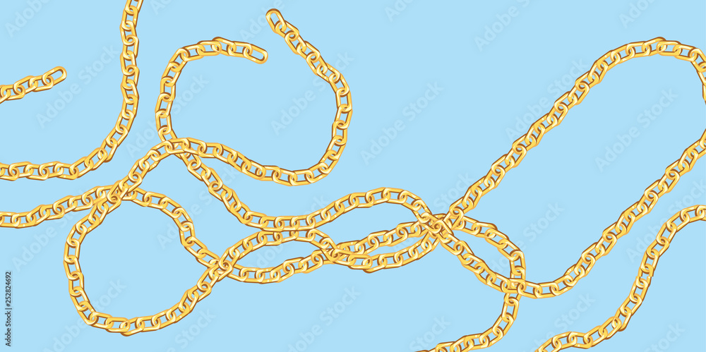Golden chain vector realistic illustration Golden chain vector realistic illustration