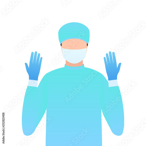 Surgeon in gloves and a mask