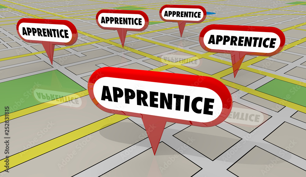 Apprentice Programs On the Job Skills Learning Map Pins 3d Illustration ...