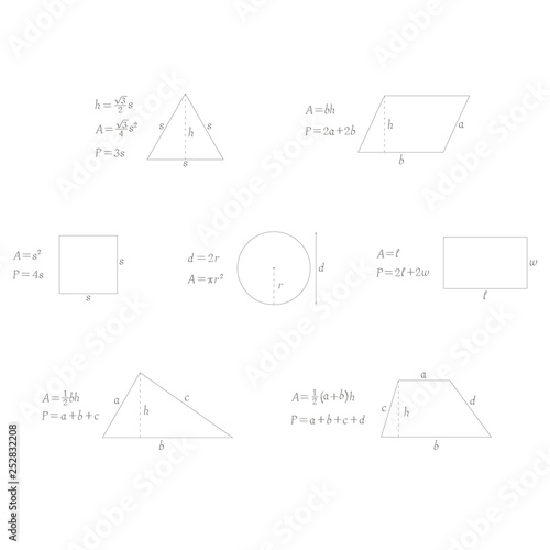 vector set with geometry formulas for your design