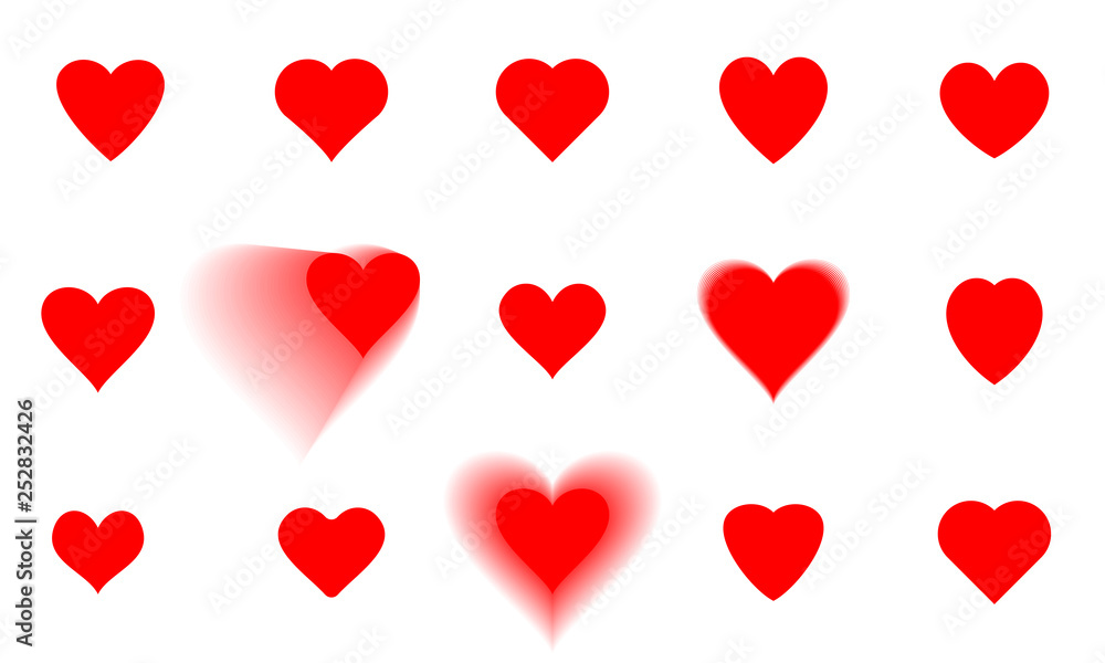 Set of Hearts icons. Romantic collection love sign and symbol. Vector illustration EPS 10