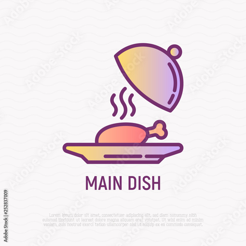 Main dish in restaurant thin line icon. Modern vector illustration.