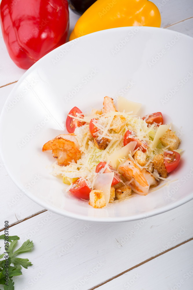 Classic caesar salad served for lunch