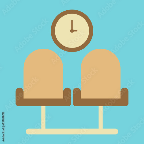 Icon in flat design for airport waiting hall