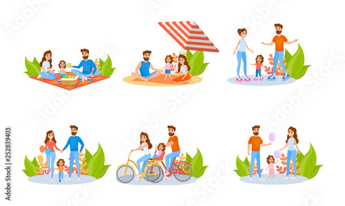 Mother and child set. Collection of family activity.