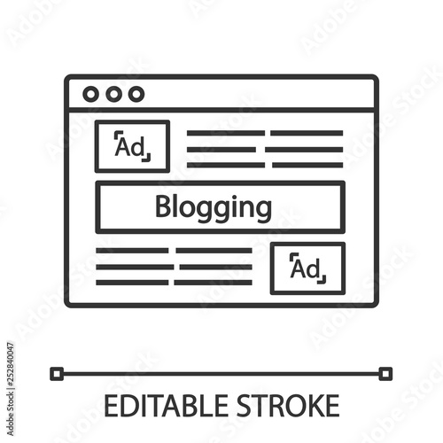 Blog advertising linear icon