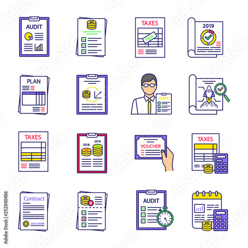 Audit color icons set