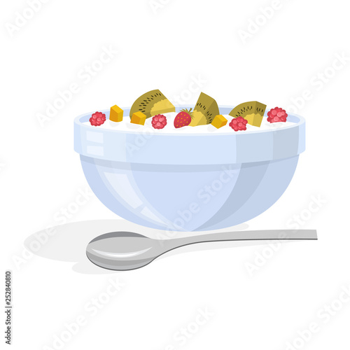 Delicious muesli with berry and fruit for breakfast