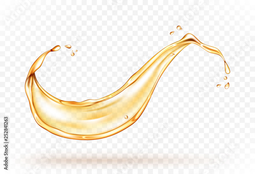 Oil splash isolated on transparent background. Realistic vector illustration