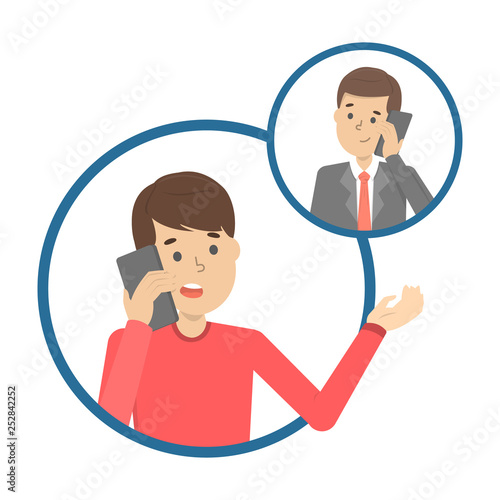 Mobile phone conversation between the two people