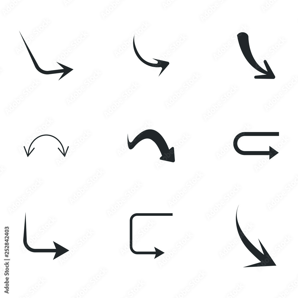 Vector illustration of curved arrow icons. curved arrow icons set ...