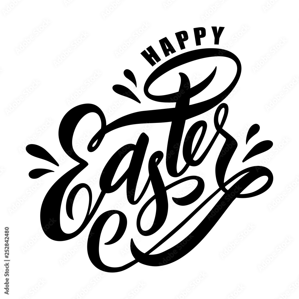 Hand drawn sketched Happy Easter calligraphy lettering text as Pascha logotype inscription. Resurrection Sunday postcard Hand drawn sketched Happy Easter calligraphy lettering text as Pascha logotype inscription. Resurrection Sunday postcard