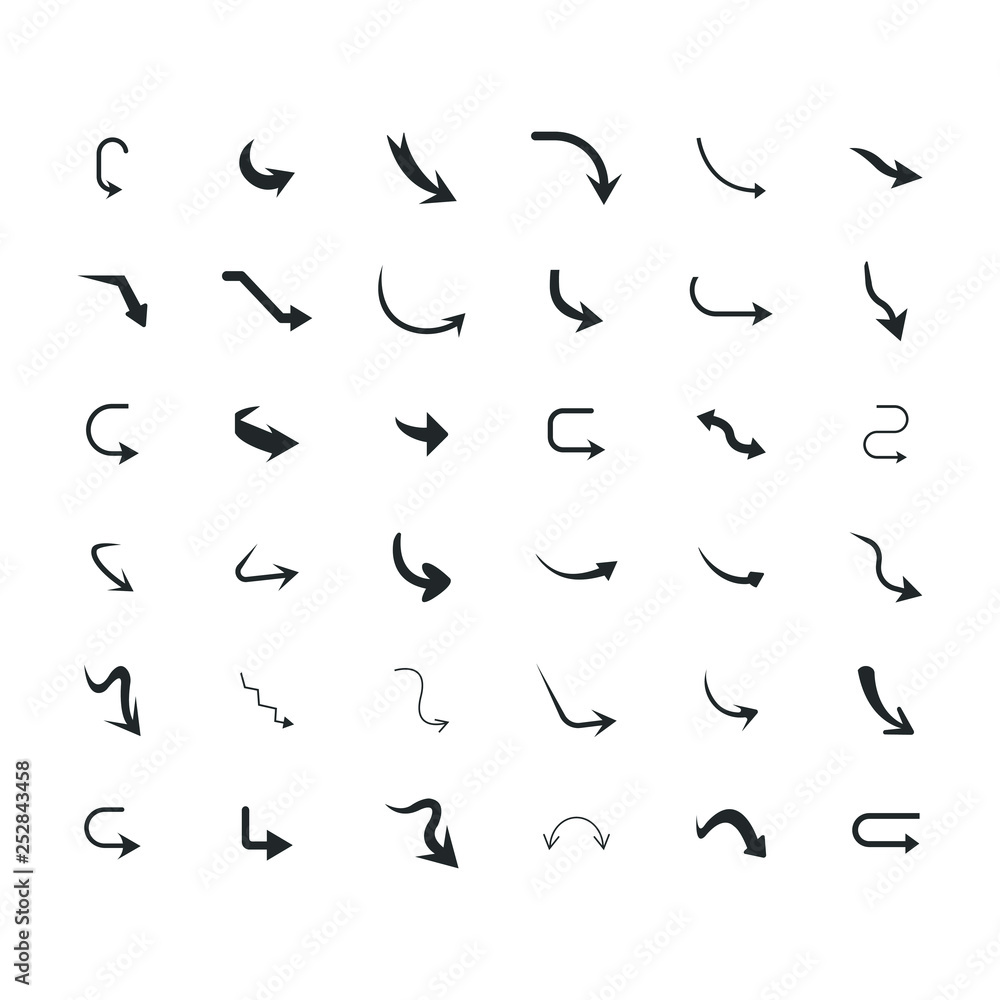 Vector illustration of curved arrow icons. curved arrow icons set ...