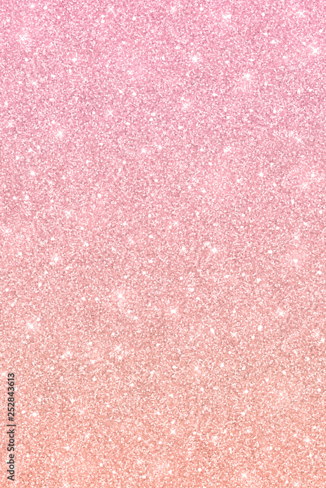 Fototapeta premium Rose gold glitter vertical texture with color gradient. Vector