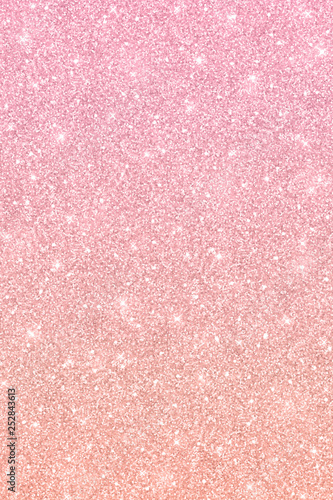Rose gold glitter vertical texture with color gradient. Vector