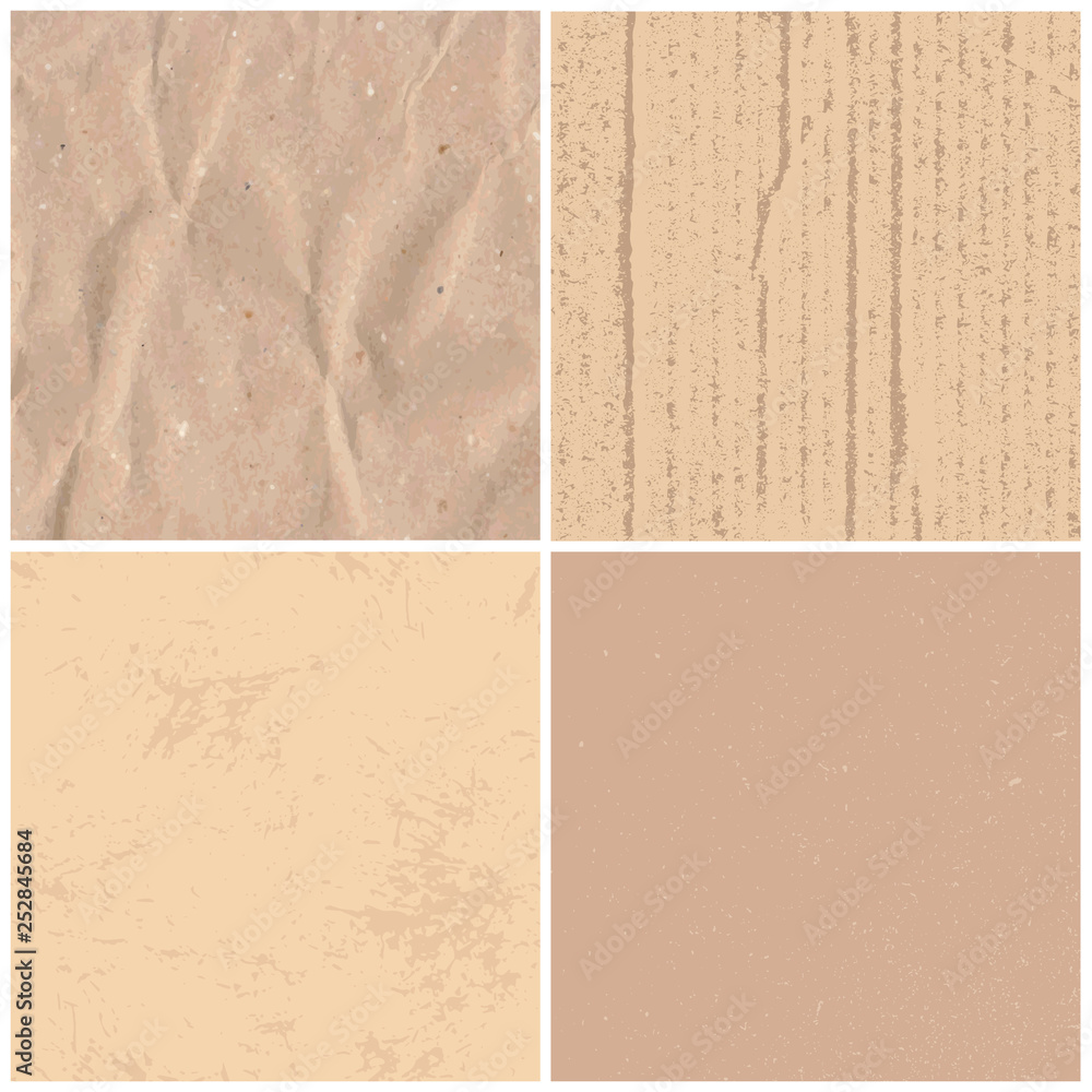 Fototapeta premium Vintage paper texture. Retro textured brown papers, craft cardboard and wrapping antique pages vector background textures set