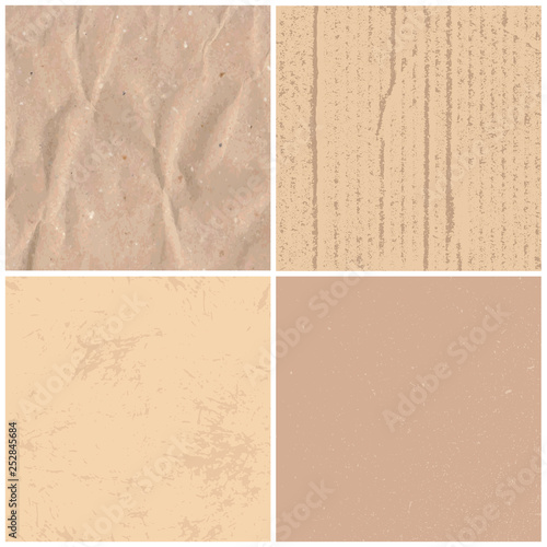 Vintage paper texture. Retro textured brown papers, craft cardboard and wrapping antique pages vector background textures set