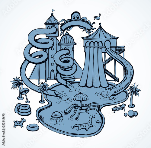 Aquapark. Vector drawing
