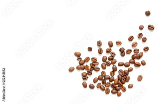 Roasted Coffee Beans background texture isolated on white background with copy space for text - Image