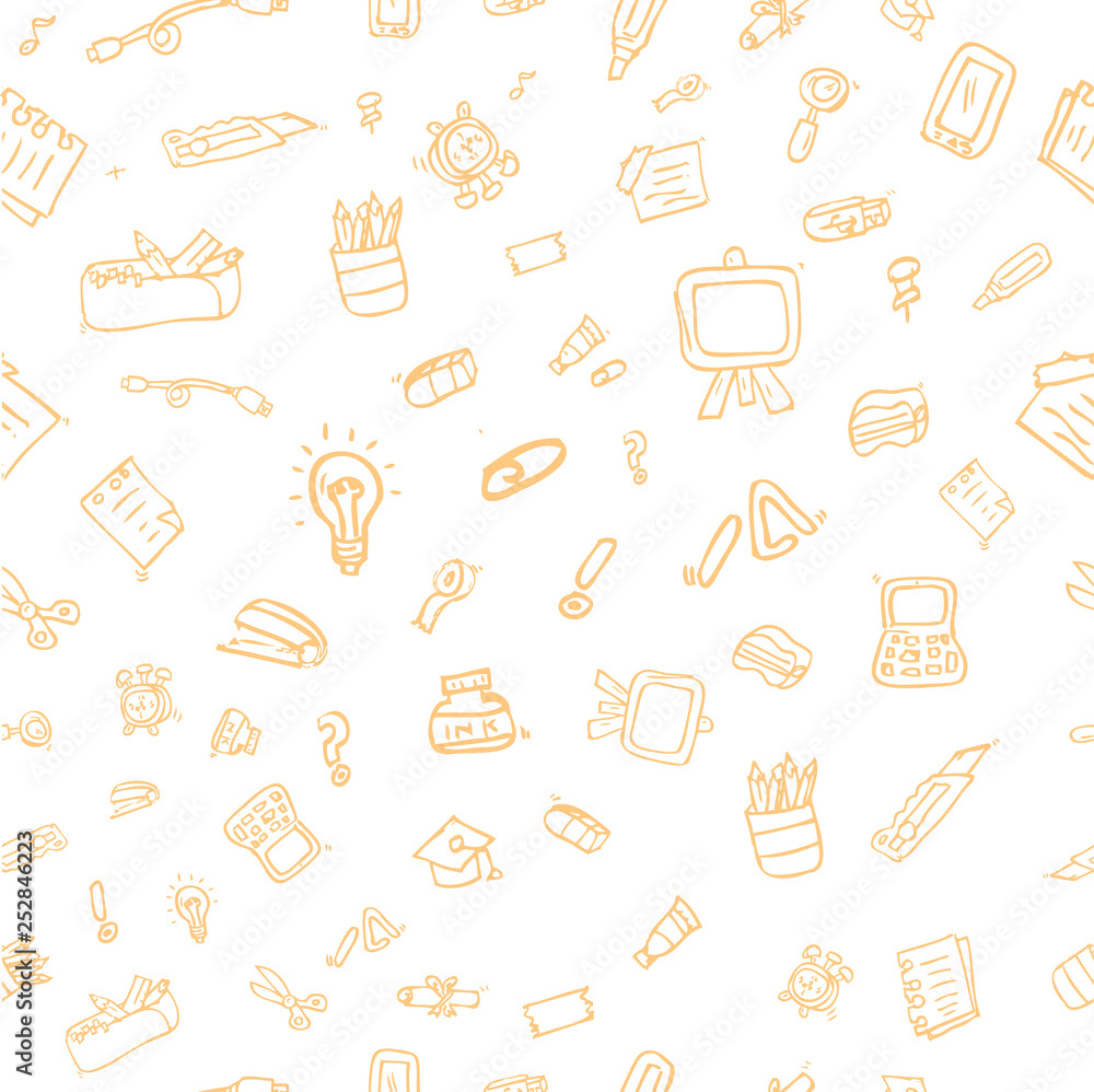 Hand Draw Sketch Seamless Pattern Stationary and symbol for Background, Paper Wrap, Banner, curtain, etc Hand Draw Sketch Seamless Pattern Stationary and symbol for Background, Paper Wrap, Banner, curtain, etc