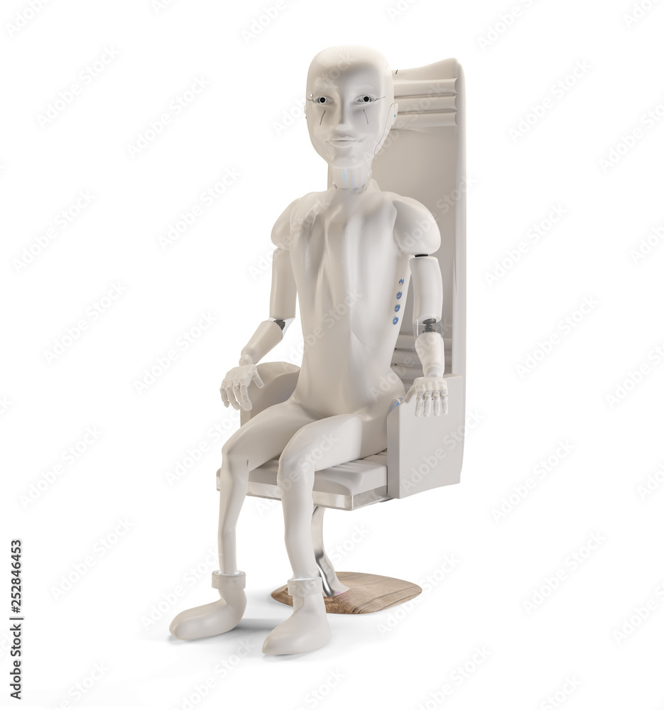 autonomous artificial intelligence robot on the chair 3d-illustration autonomous artificial intelligence robot on the chair 3d-illustration
