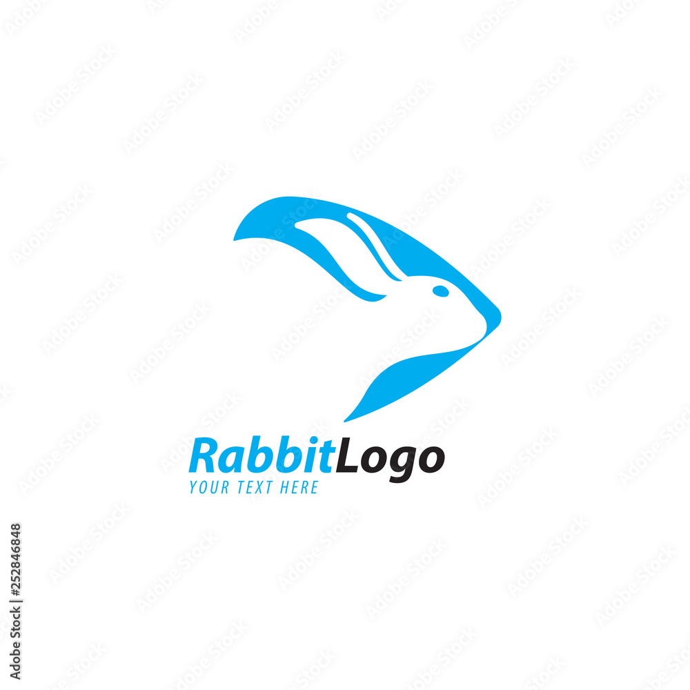 Fototapeta premium vector rabbit logo template with color blue and black
