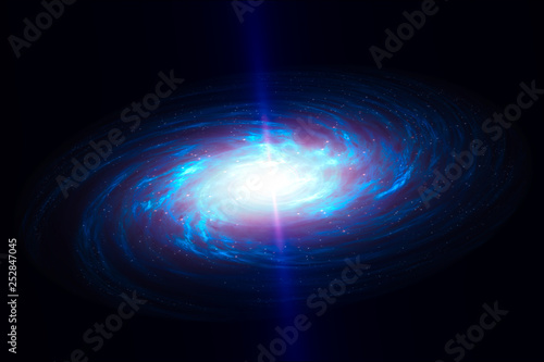 Black Hole Inside Disk Spiral Galaxy Shooting Out Powerful Jets Of Radiation