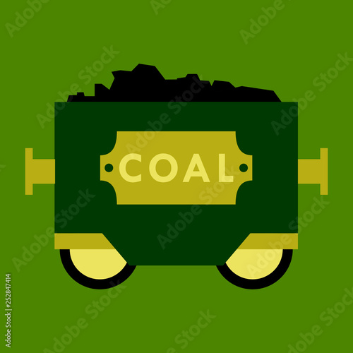 Trolley with ore on rails vector illustration