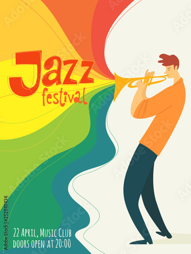 Photography Vector jazz poster with trumpet jazz musician