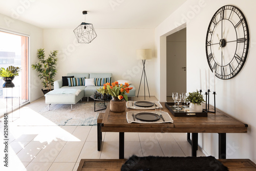 Canvas Print Modern living room with designer sofa and coffee table.