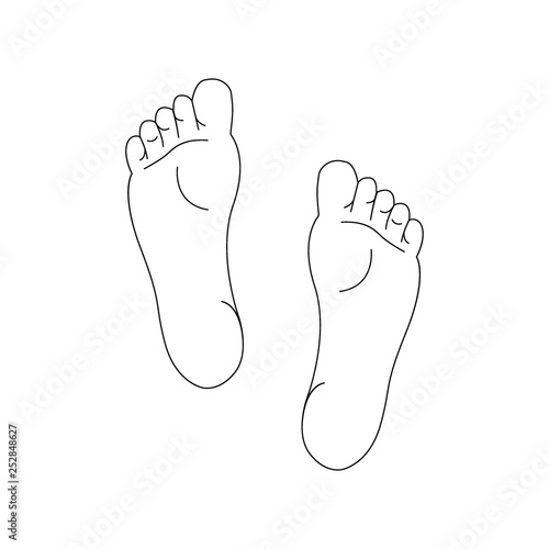 Line drawing of the left and right foot soles.